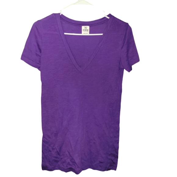 PINK Victoria's Secret Tops - PINK purple v neck plain solid t shirt small stretchy thin comfy